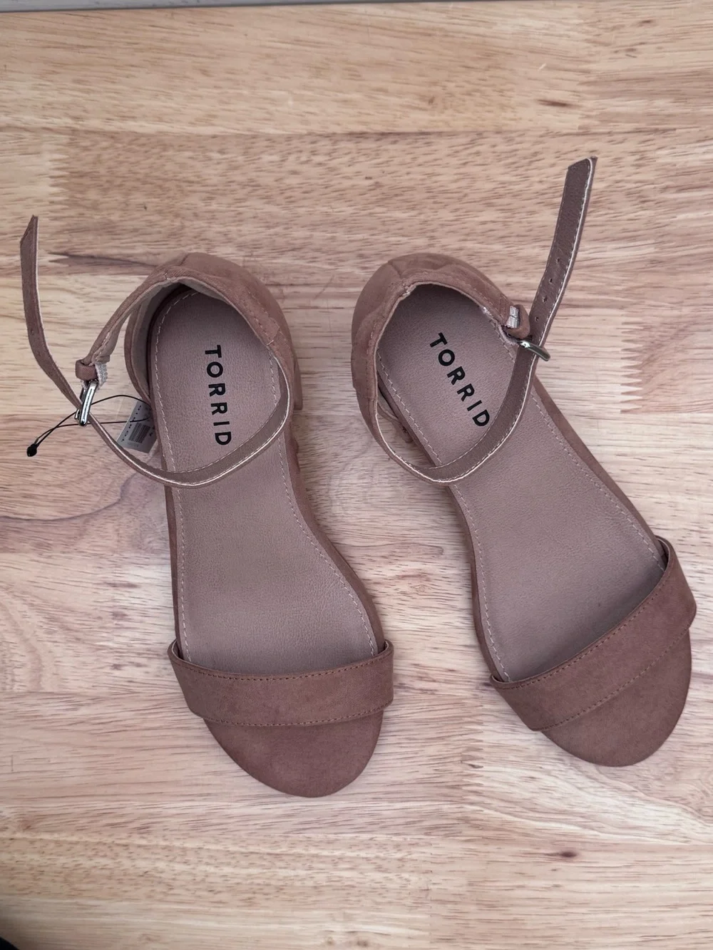 Torrid Tan Suede Ankle-Strap Block Heels - 6.5WW